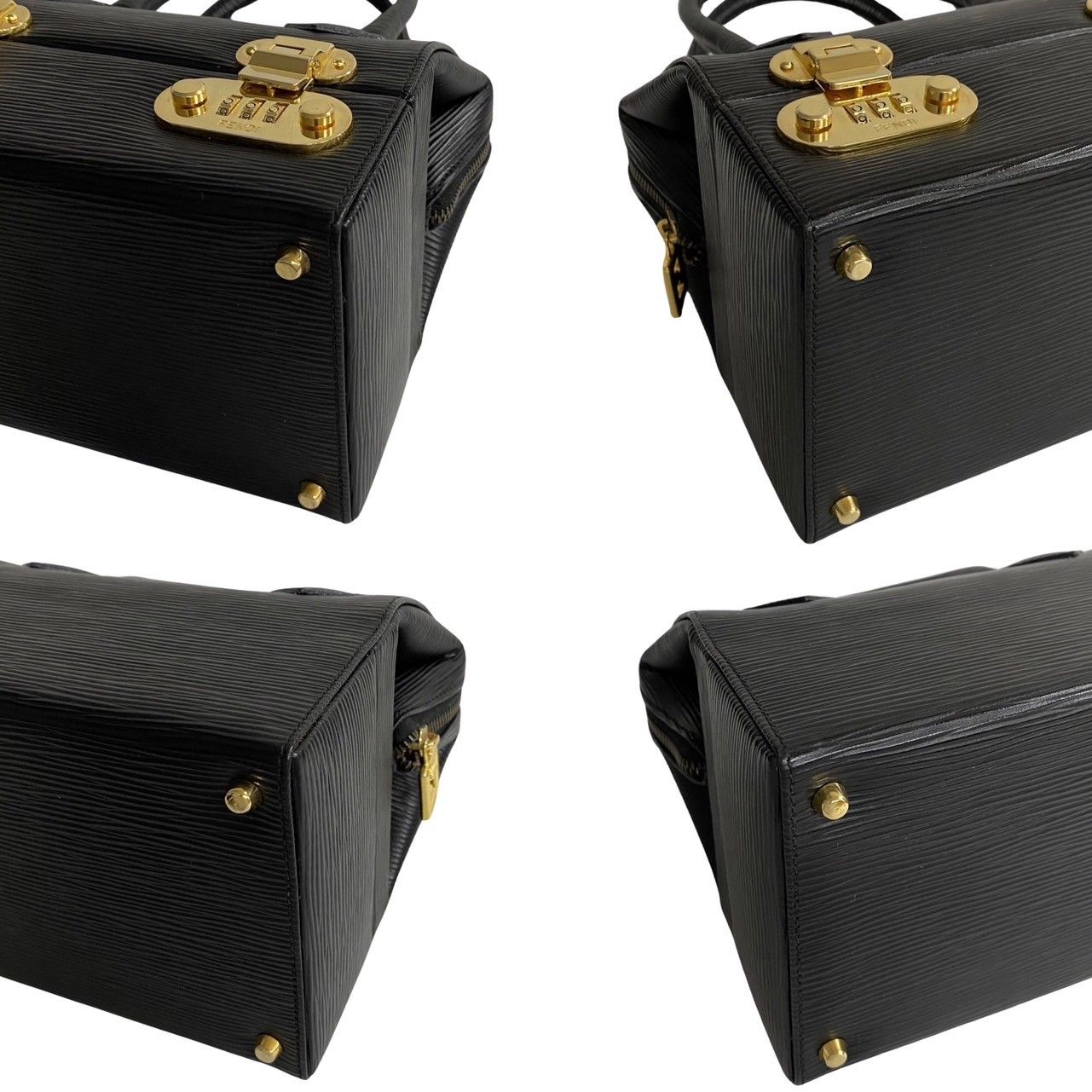 Fendi Logo Epi Leather 2-Way Vanity Makeup Box Shoulder Bag Black — view 9