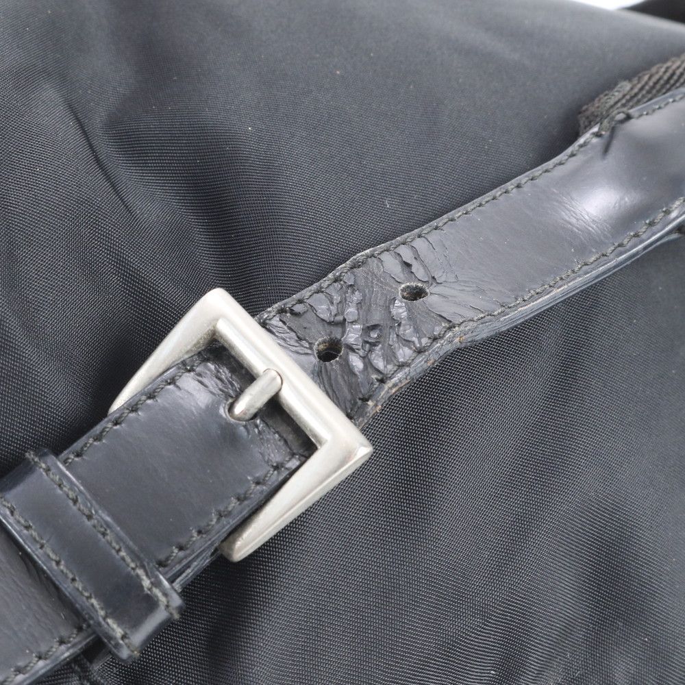 Prada Tessuto Nylon Triangle Logo Leather Backpack Rne — view 9