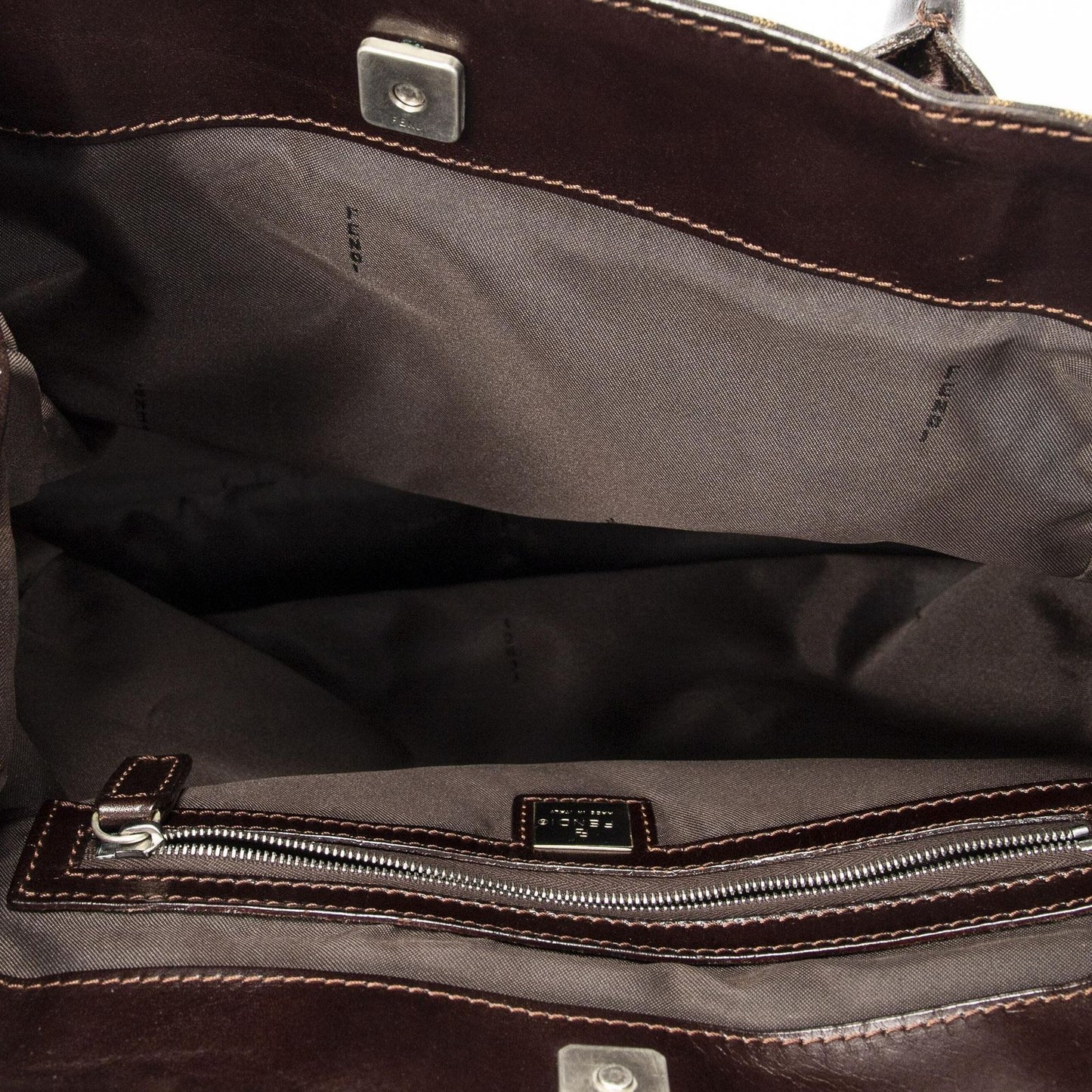 Fendi Radio Pun Tote Brown Zucca Canvas — view 9