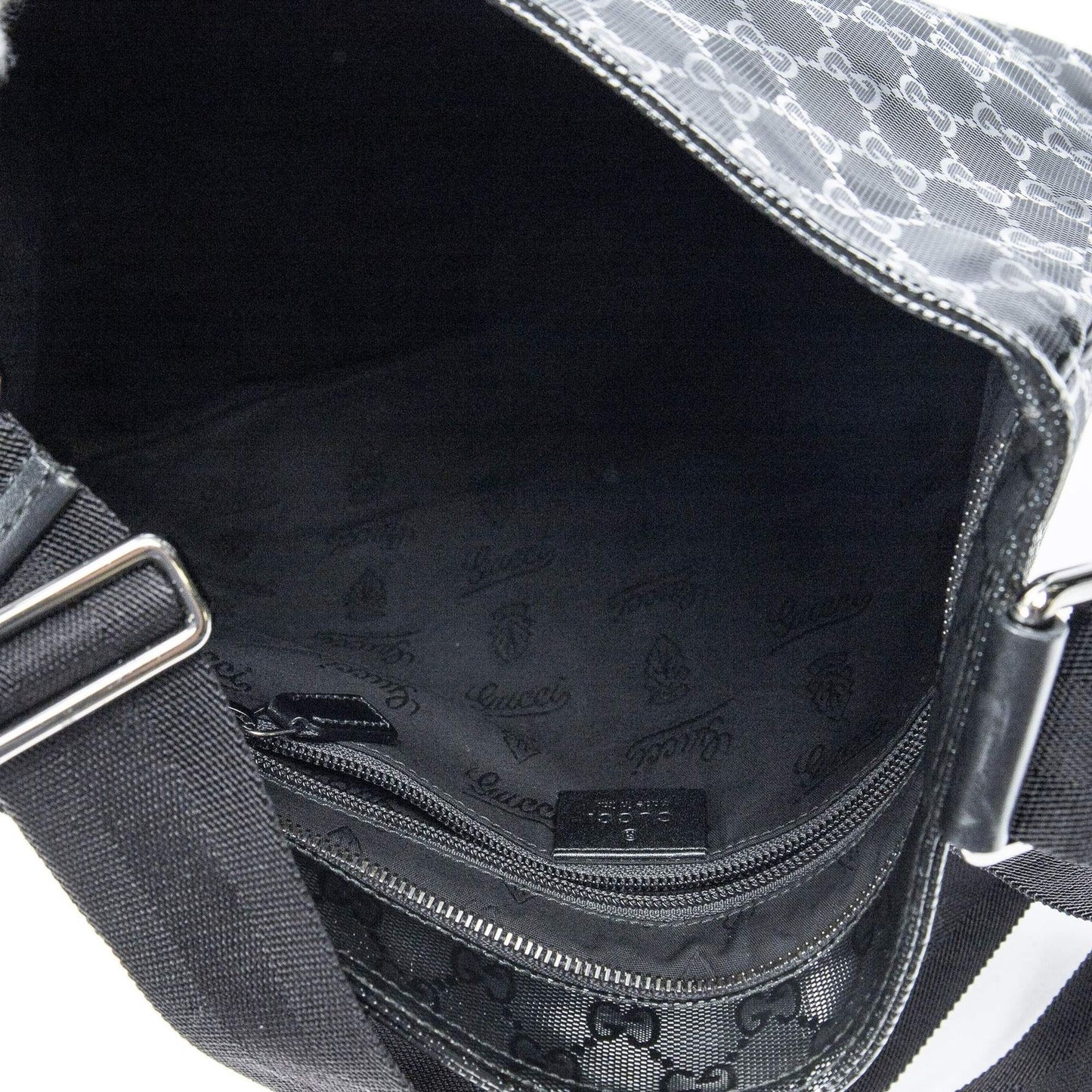 Gucci Large Square Zip Messenger Black Guccissima Imprint Canvas — view 9