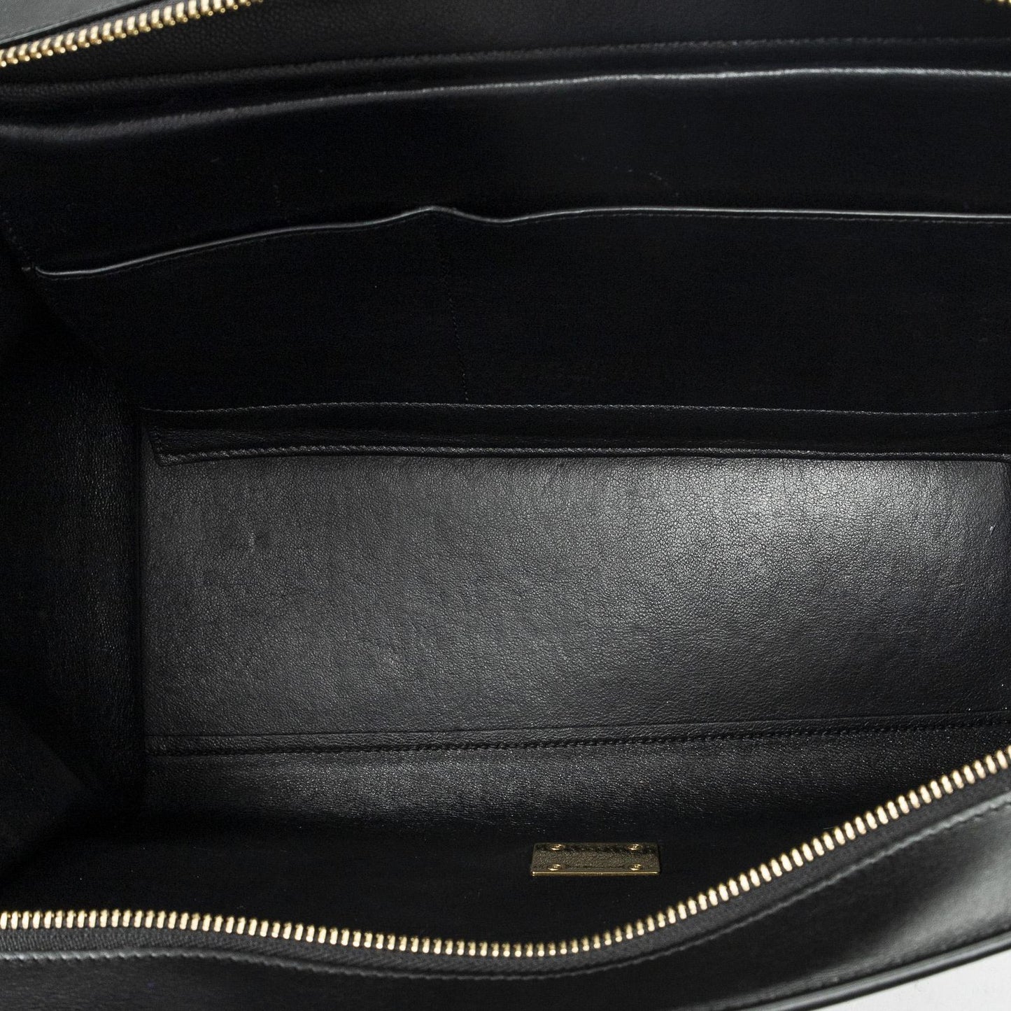 Celine Tricolor Trapeze Black Ivory Blue Calfskin Leather Messenger Bag — view 9