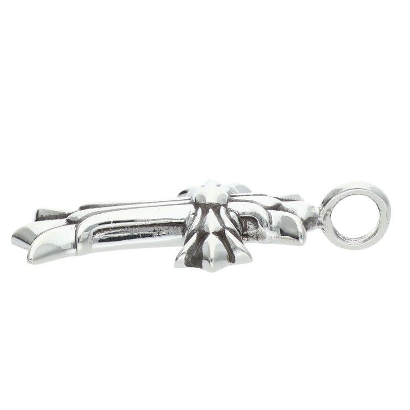 Chrome Hearts Dbl CH Crs Double CH Cross Silver Necklace Top — view 5