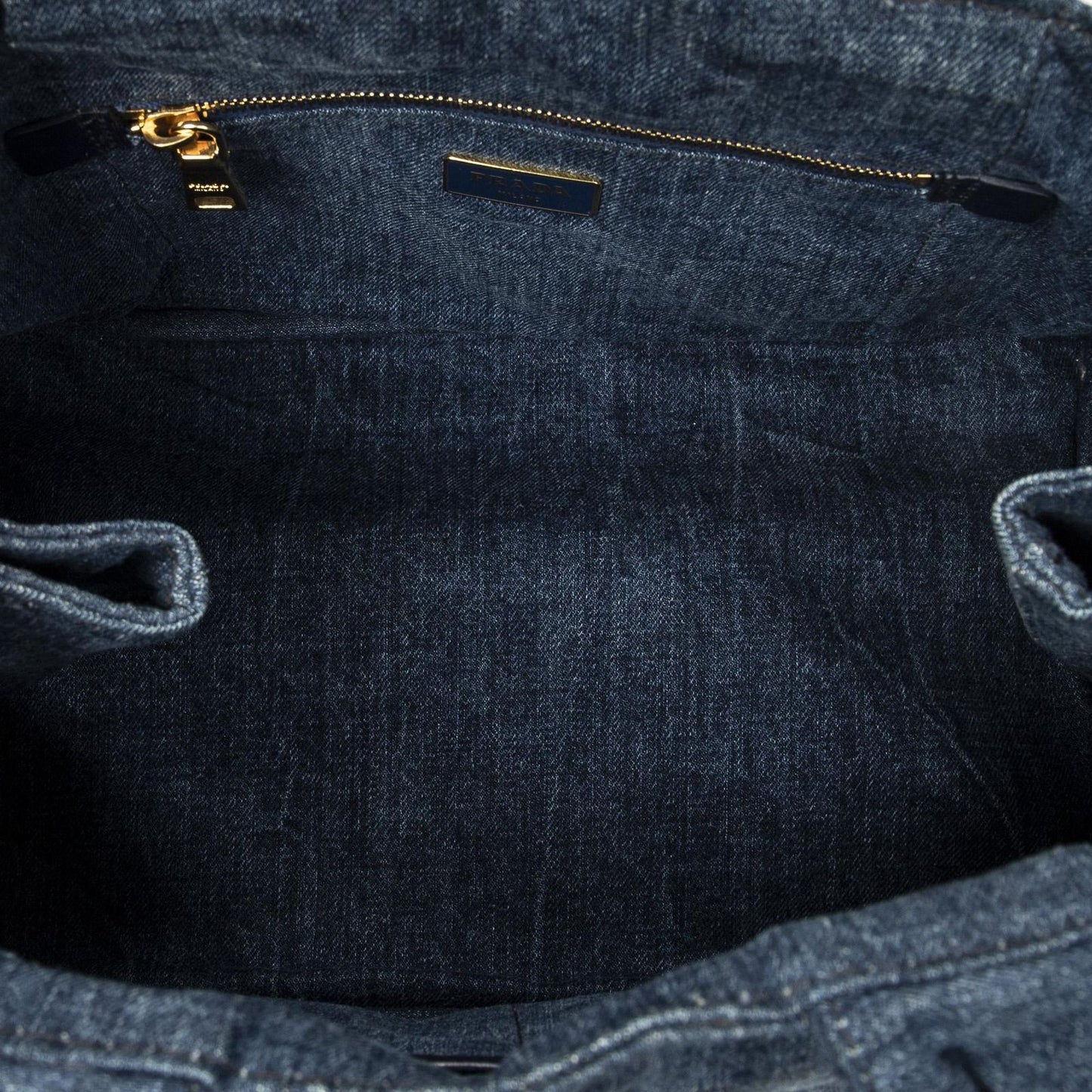 Prada Canapa Tote Blue Denim — view 9