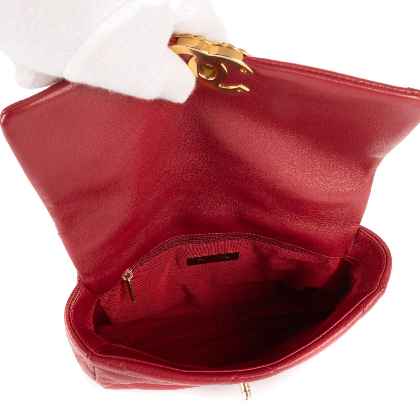 Chanel Classic 19 Flap Bar Burgundy Calfskin Leather — view 9