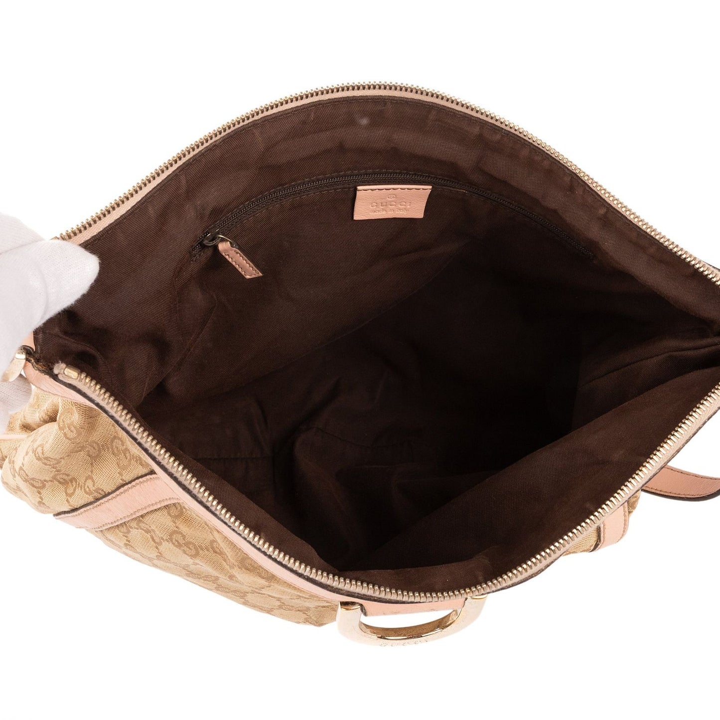 Gucci Abbey D-Sling Pink Beige Monogram Canvas Handbag — view 9