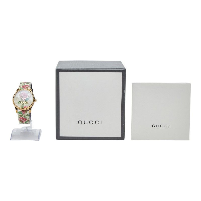 Gucci Timeless Flower Watch 126.4 Gold Multicolor Stainless Steel Leather — view 8