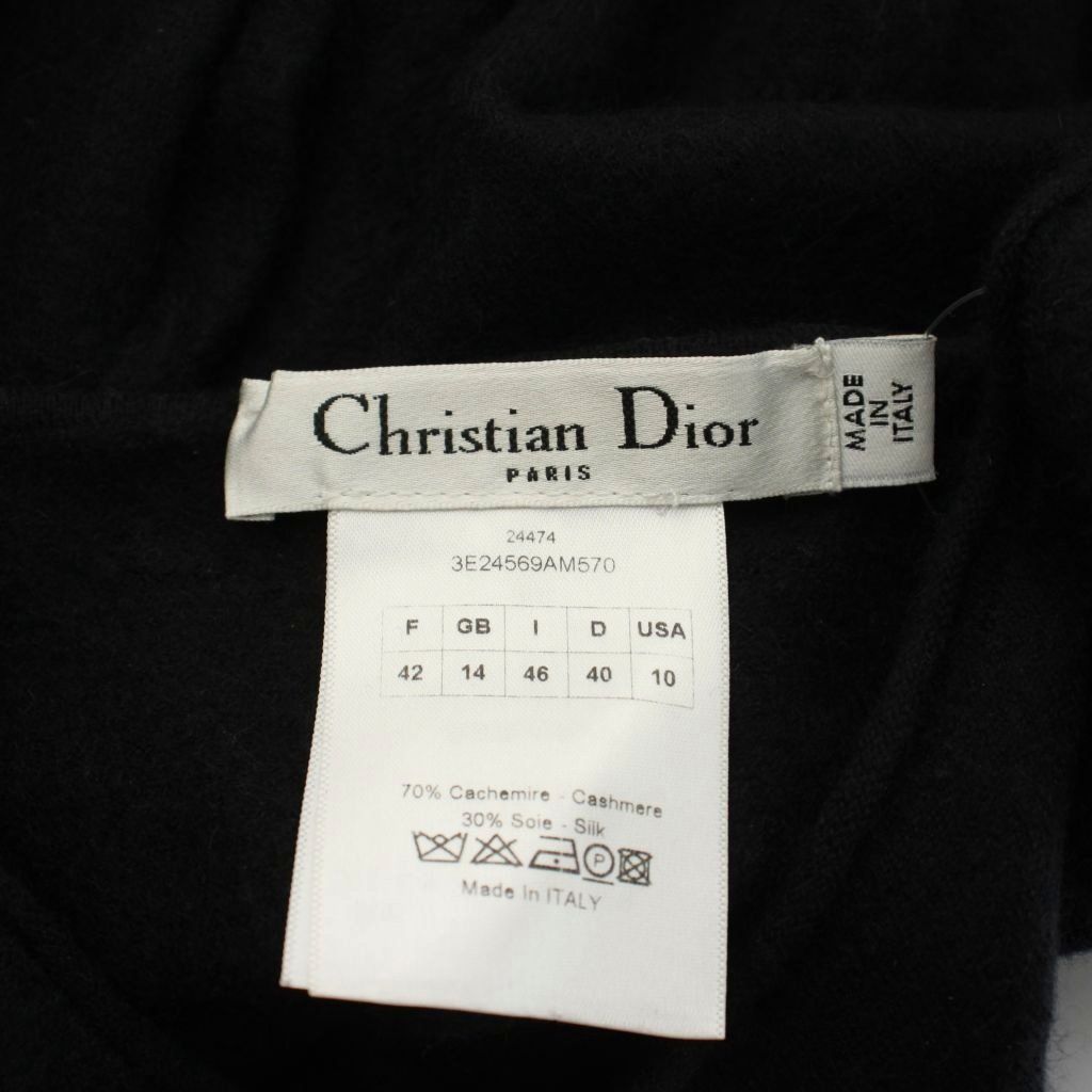 Dior Knit Sweater Top Black Long Sleeve Cashmere Silk GG — view 6