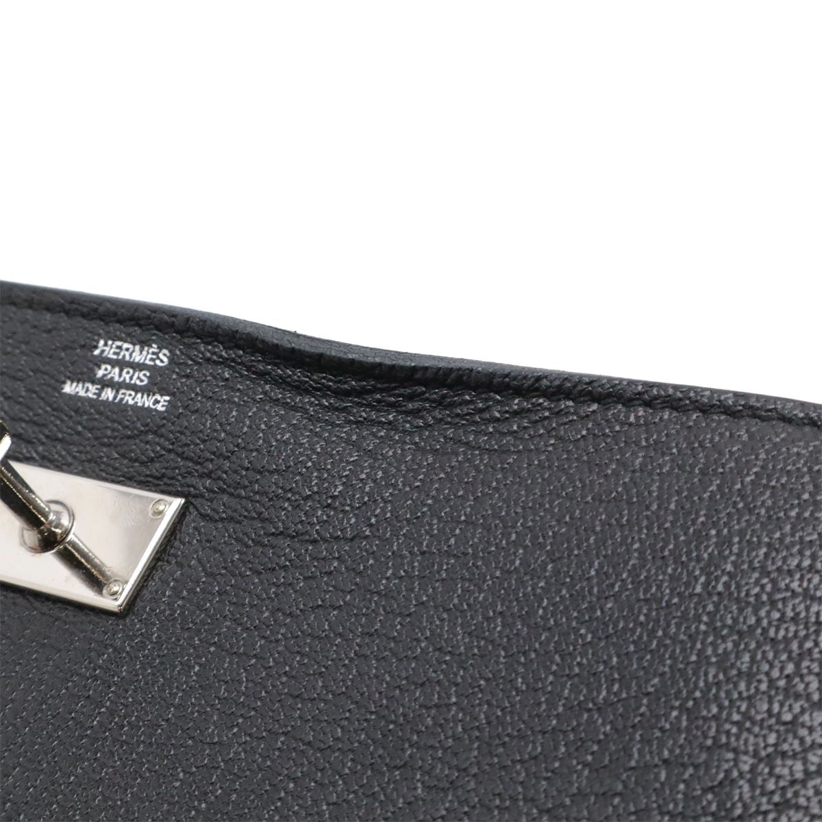 Hermes Kelly Wallet Long Bifold Chevre Leather Black Silver — view 9
