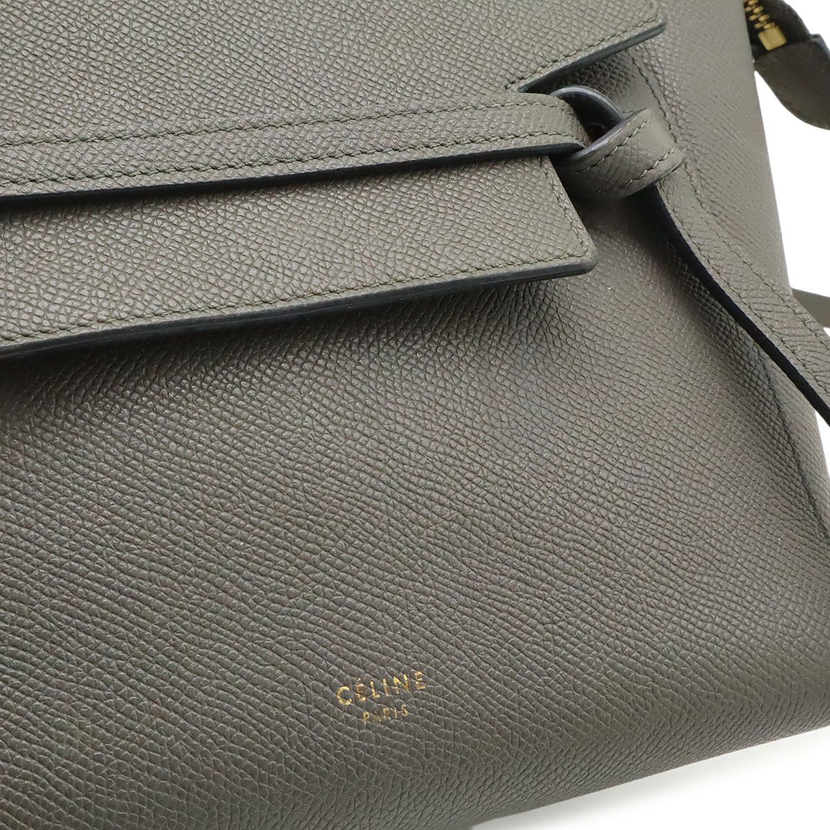 Celine Belt Bag Nano 2-Way Crossbody Leather Gray Gold — view 9