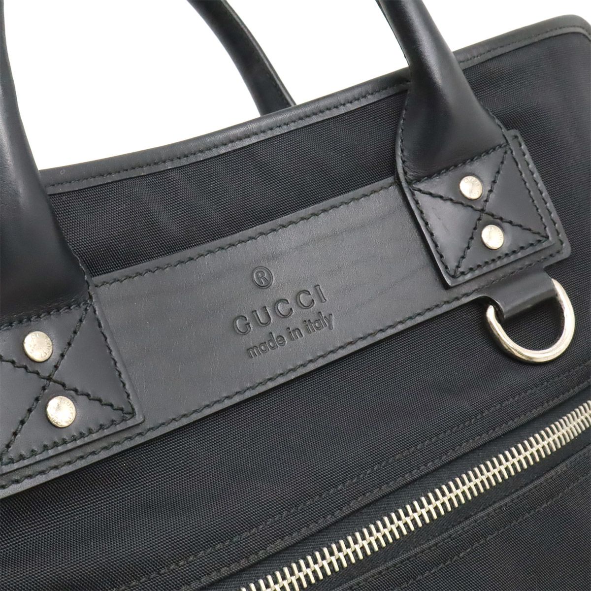 Gucci Business Briefcase Document Purse Nylon Canvas Black Silver — view 9