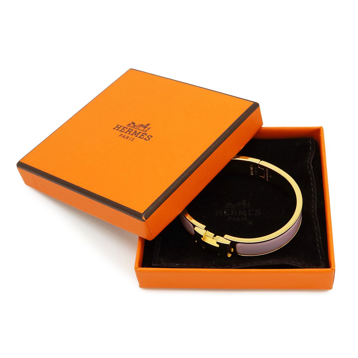 Hermes Click PM Ash Enamel Bracelet Bangle Light Pink Gold — view 8