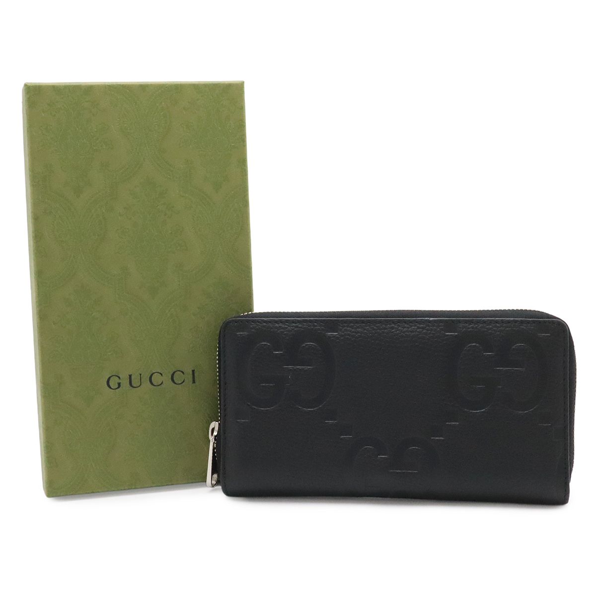 Gucci Jumbo GG Zip Wallet Zip Around Leather Black Silver — view 8