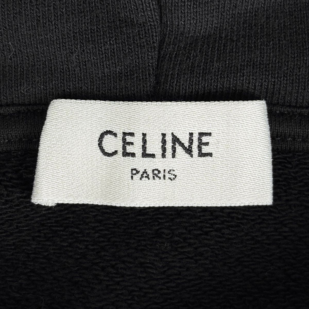 Celine Logo Pullover Cotton Fleece Hoodie Black — view 7
