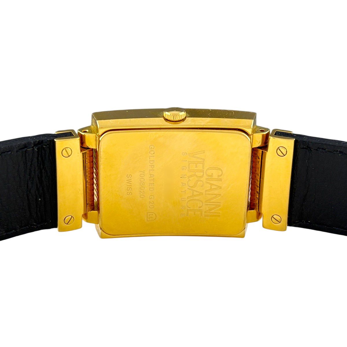 Versace Gianni Square Medusa Watch SS Leather Quartz Gold — view 4