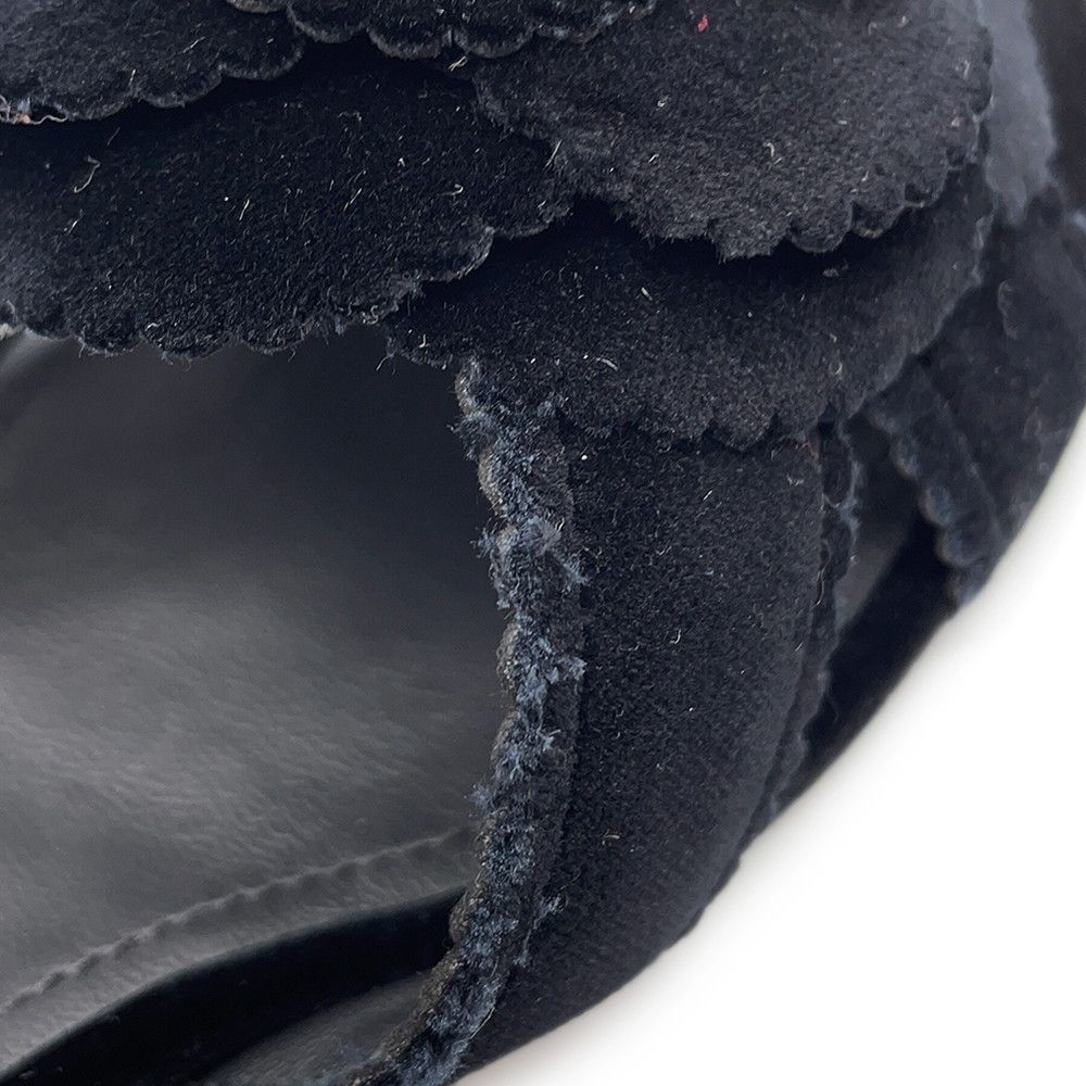 Chanel Sandals CC Logo Camellia Heels Velvet 39c Shoes Black — view 9
