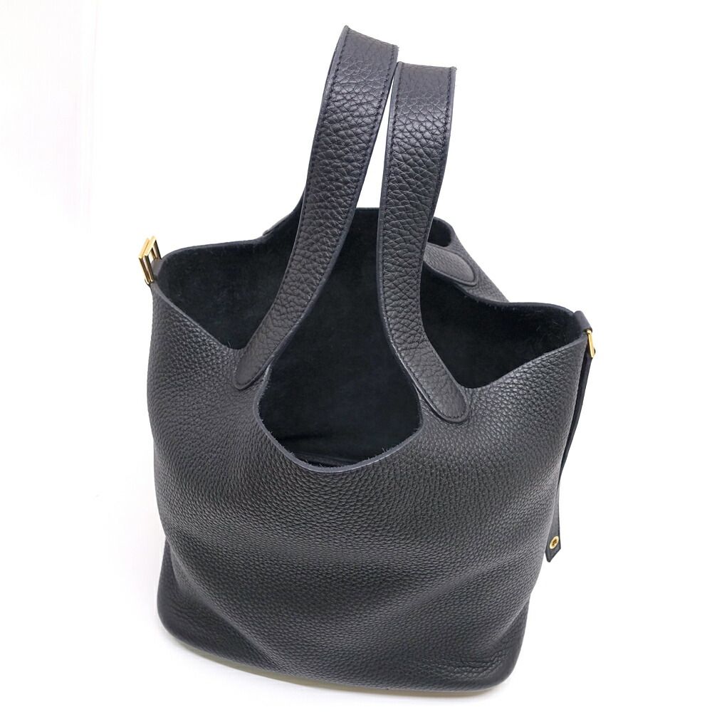 Hermes Picotin Lock MM Taurillon Clemence BK GD Handbag — view 9