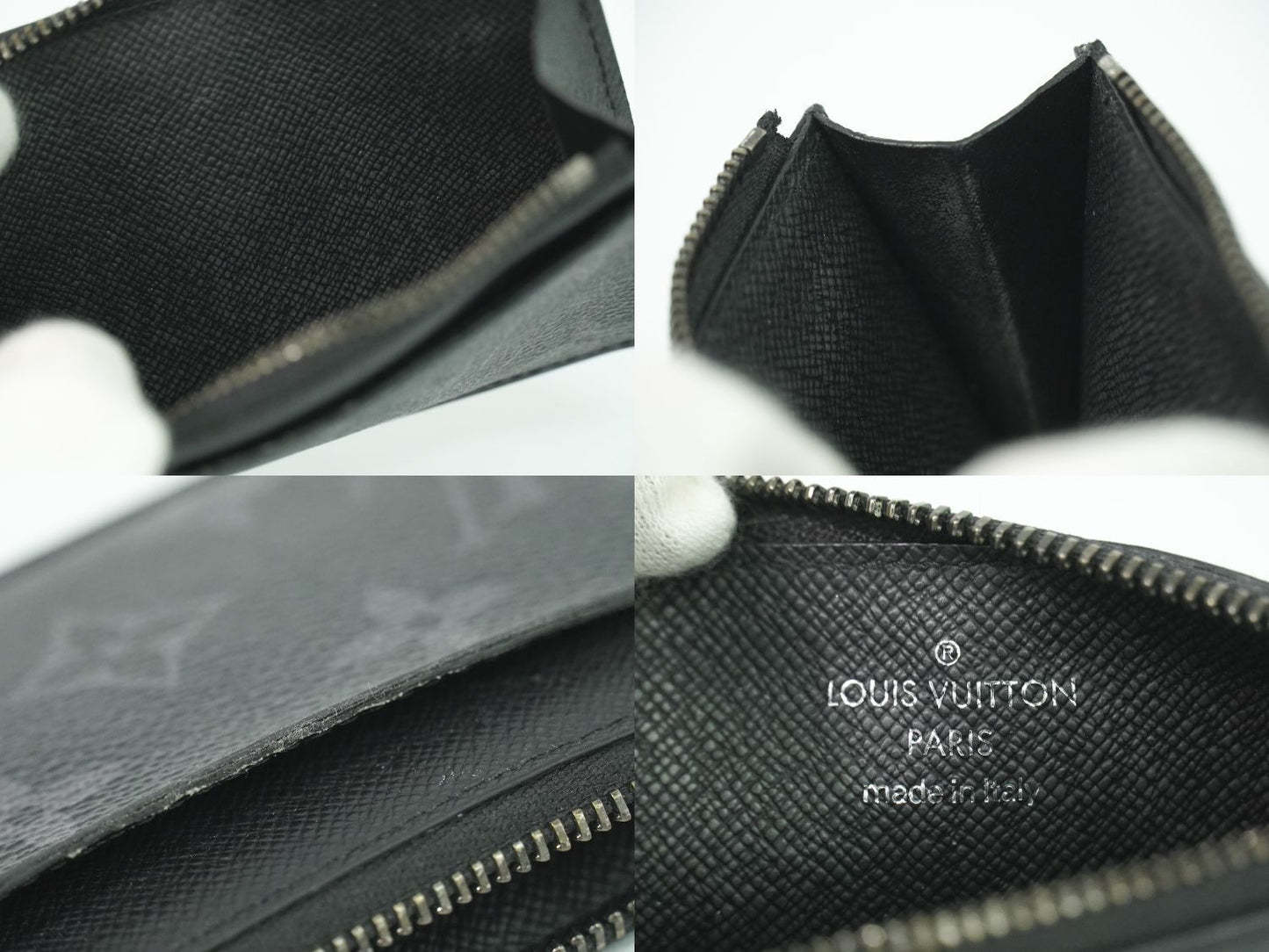 Louis Vuitton LV Coin Card Holder Monogram Eclipse Black Gray — view 9