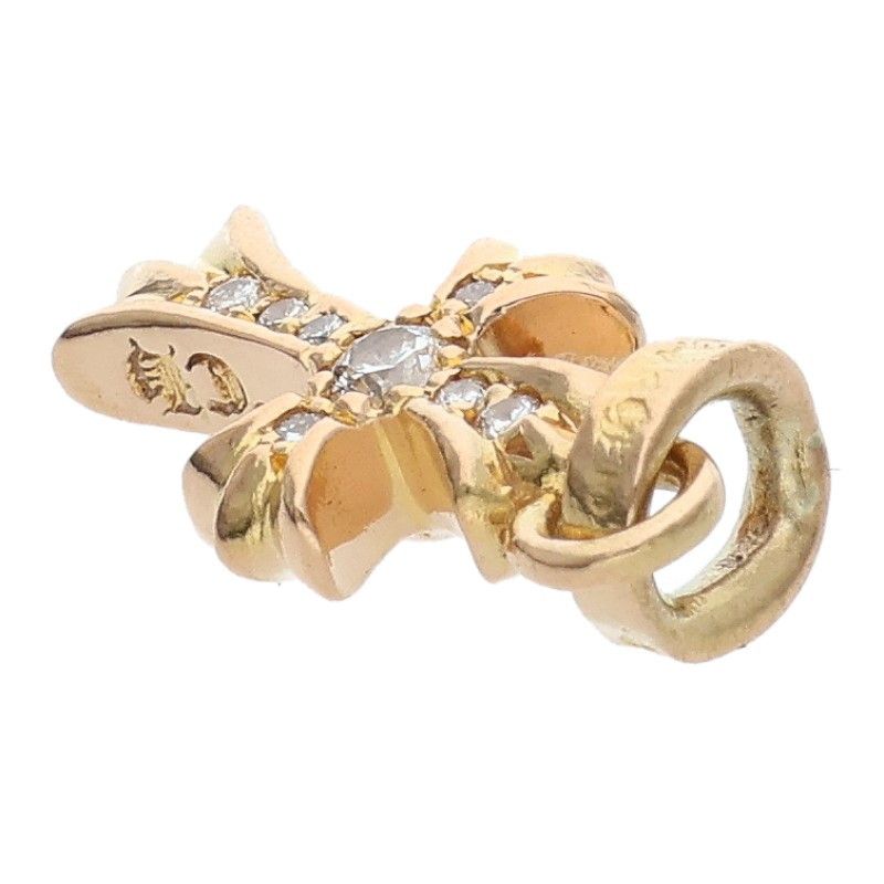 Chrome Hearts 22k Crs Baby Fat P Dmnd Fat Pave Diamond Charm Gold Necklace Top — view 5