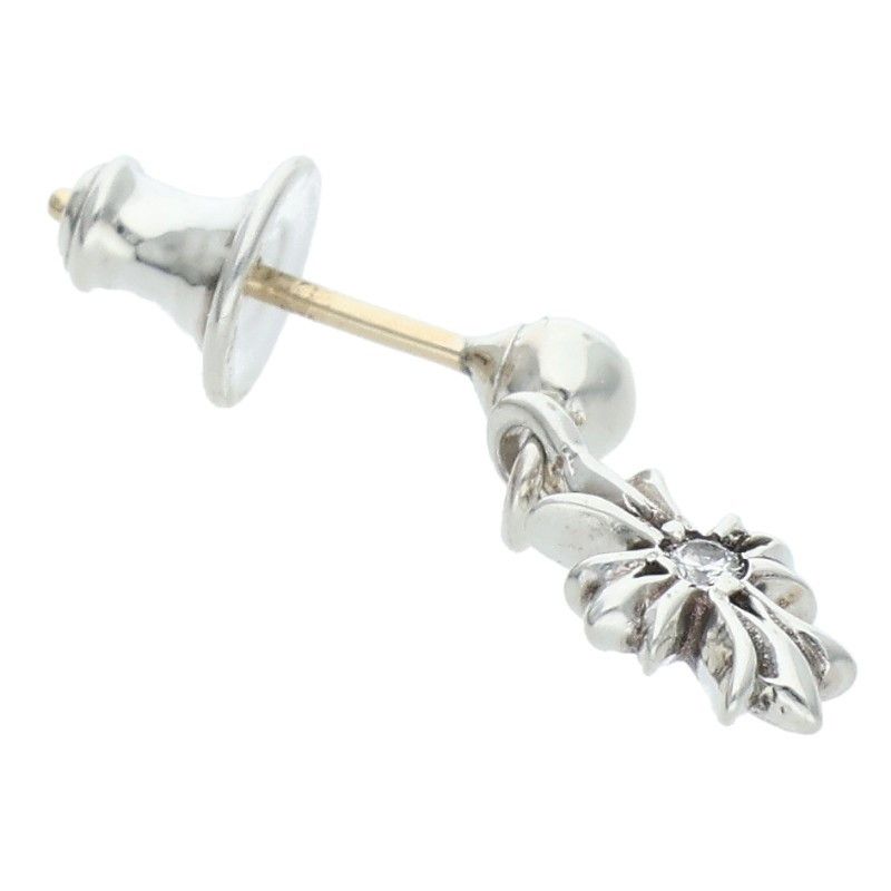 Chrome Hearts Tny CH Pls Dia Tiny Ech Plus Drop Diamond Silver Earrings — view 5