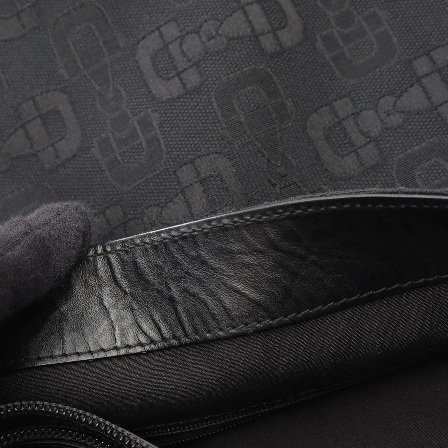 Gucci Shoulder Bag GG Pattern Black Canvas Leather — view 9
