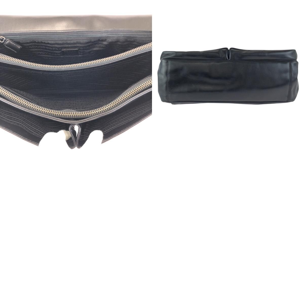 Prada Black Gunmetal Leather Business Briefcase — view 9