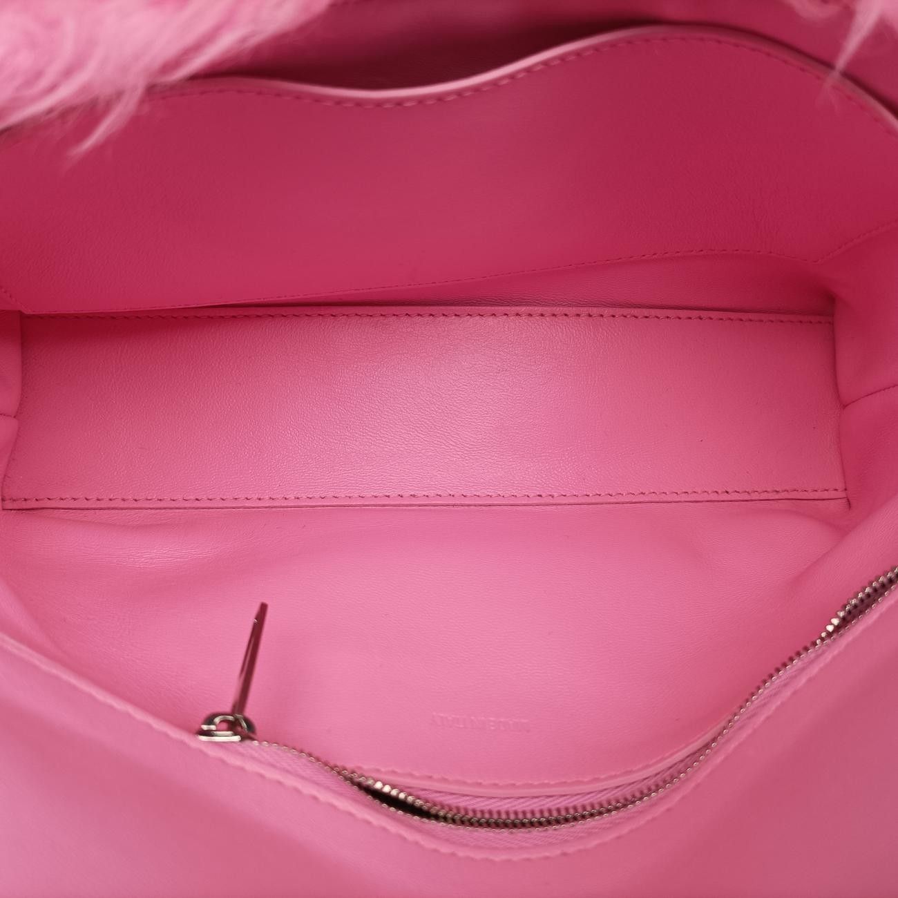 Balenciaga Downtown Pink Faux Fur Messenger Bag — view 9