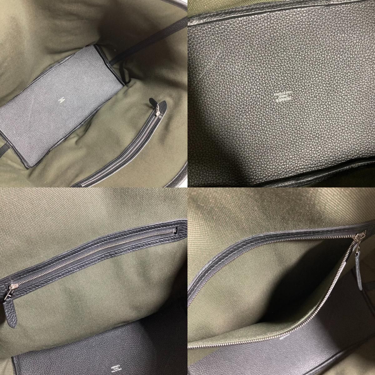 Hermes Tote Pure Cangle Taurillon Clemence Vert Gray Blanc Zu Noir Khaki — view 9
