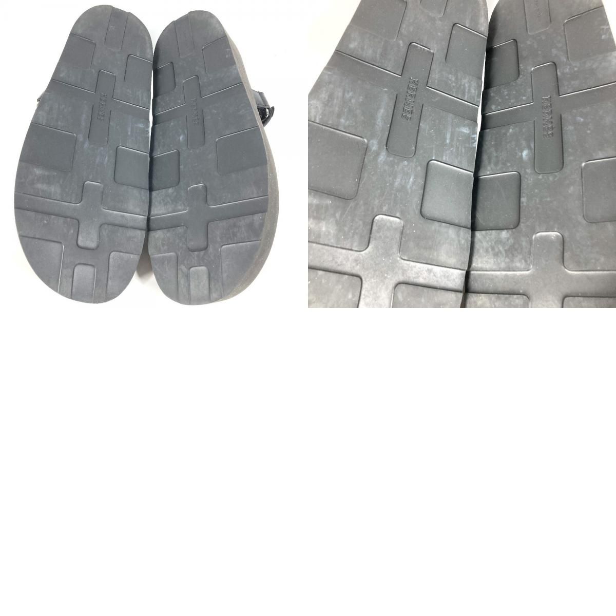 Hermes Sandals Enid Dearman Buckle Rubber Black — view 9