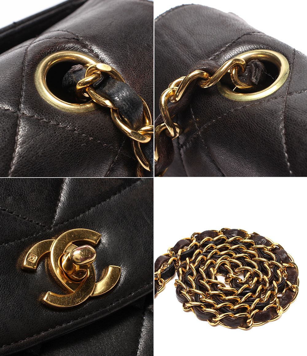 Chanel Chain Shoulder Bag Gold Quilted Diana 25 Single Flap — view 9