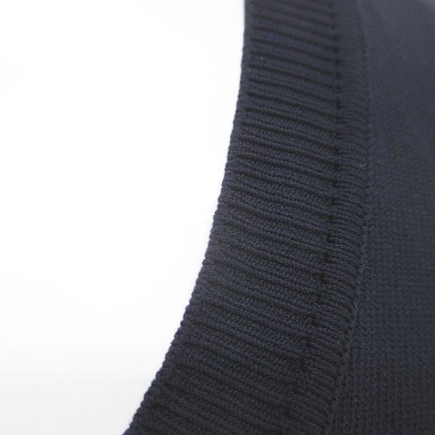 Prada Short Sleeve Knit Sweater 40 Navy Rib — view 4
