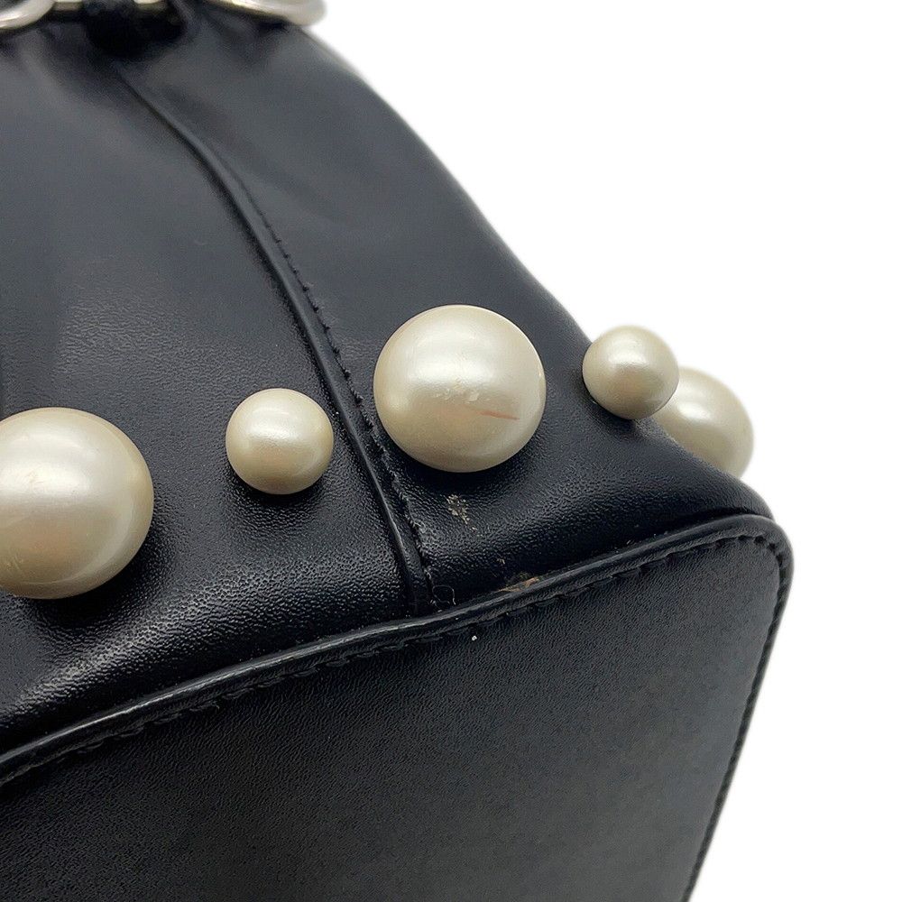 Fendi Montresor Mini Faux Pearl Leather 2-Way Shoulder Bag Black — view 9