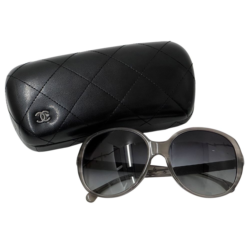 Chanel Sunglasses CC Logo Quilted Gray Black Eyewear — view 9