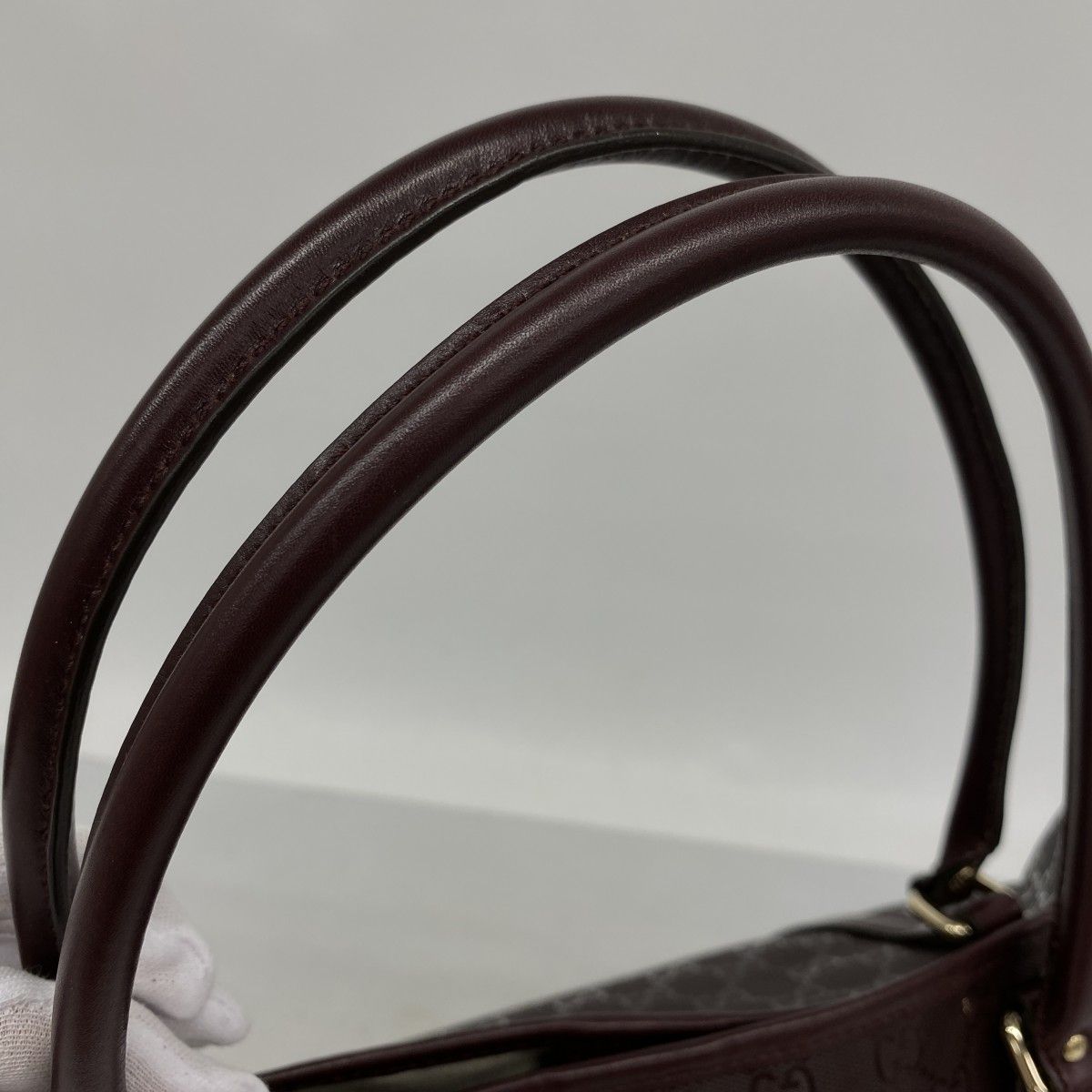 Gucci Tote GG Supreme Bordeaux Gold — view 9