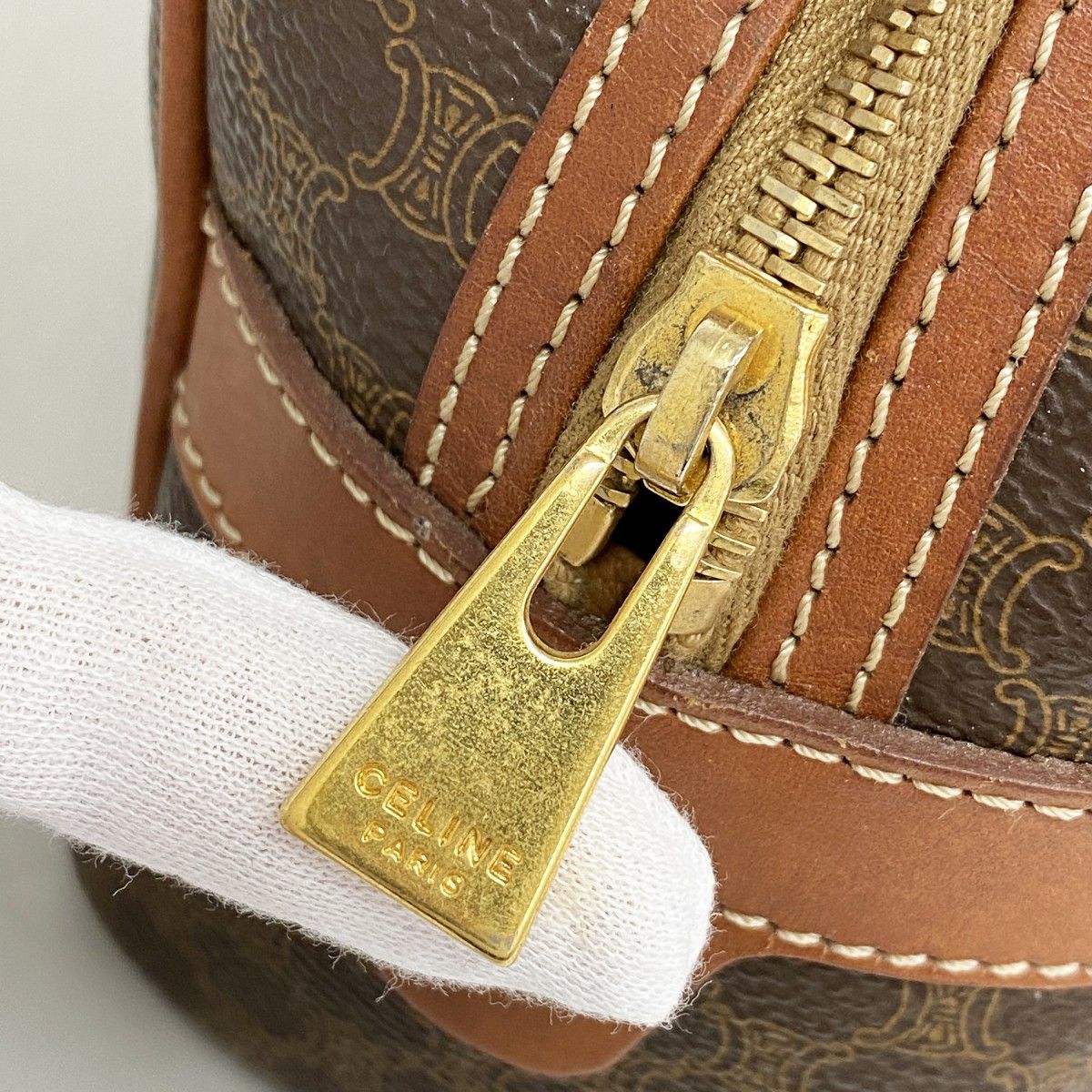 Celine Handbag Macadam Brown Gold — view 9