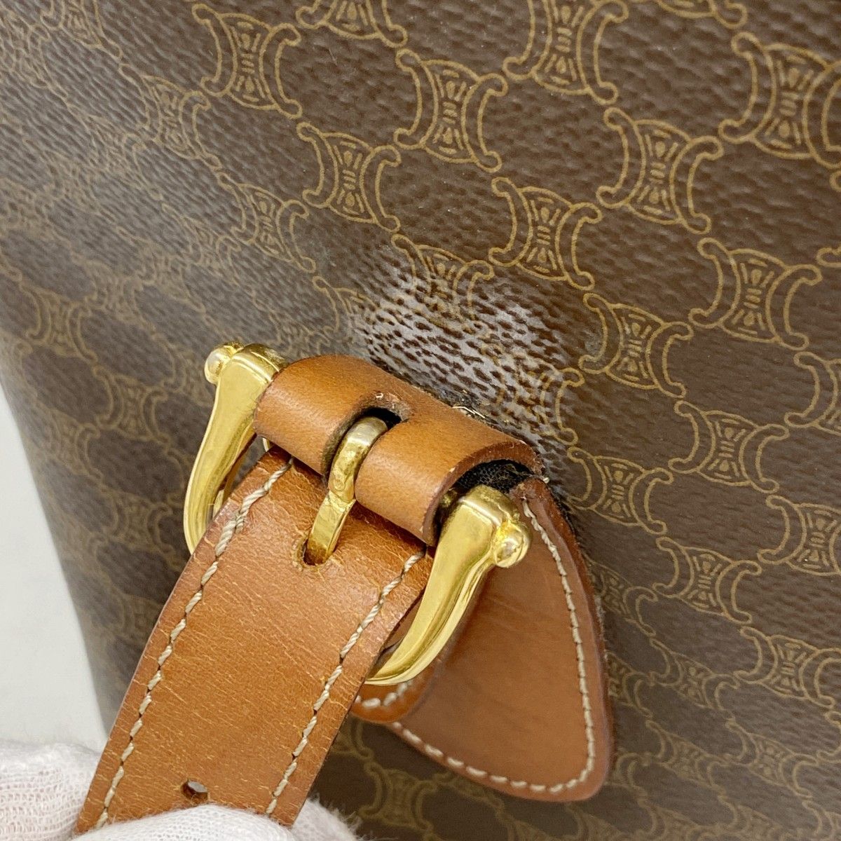 Celine Tote Macadam Brown Gold — view 9