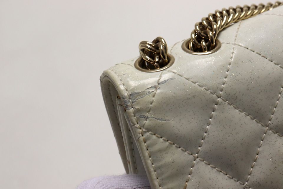 Chanel 12 Quilted GD Enamel Leather Shoulder Bag — view 9