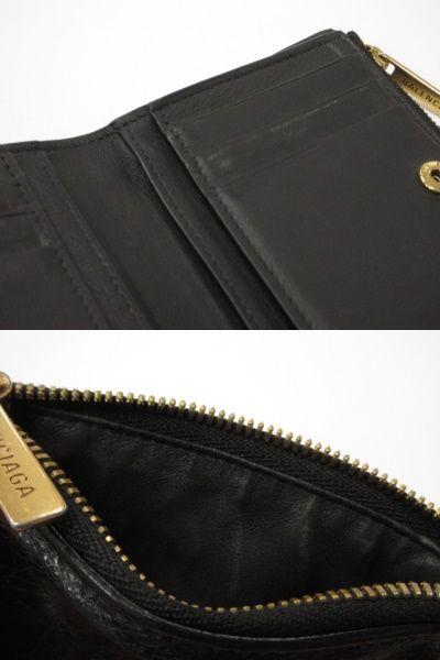Balenciaga Compact Wallet Mini Monaco Black Leather — view 9