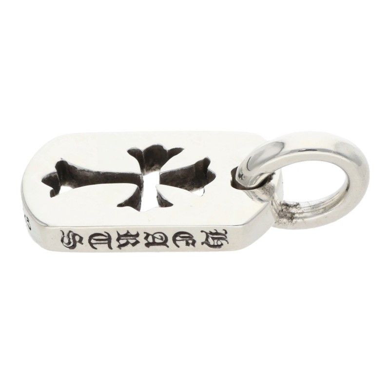 Chrome Hearts DT Tny CO Crs Tiny Cutout Cross Dog Tag Charm Silver Necklace Top — view 5