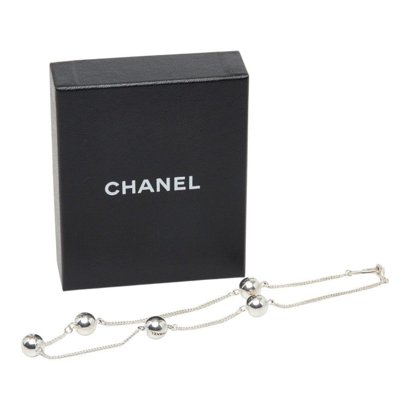 Chanel Logo Bo le Necklace Silver Metal s — view 6