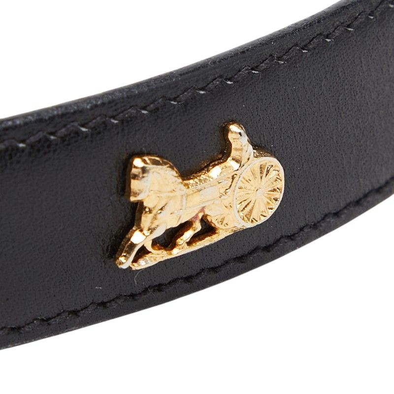 Celine Seri Nu Carriage Belt 80 Black Gold Leather s — view 9