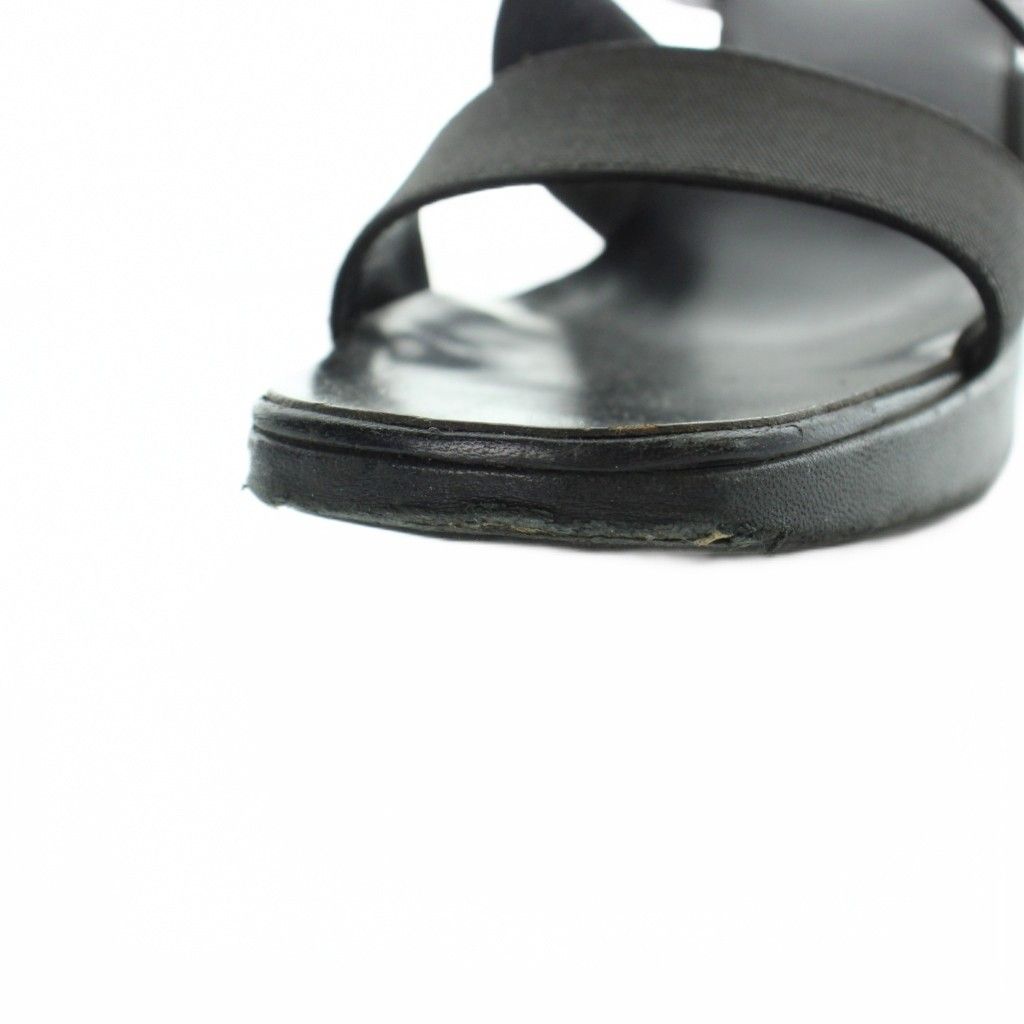 Gucci Sandals Square Toe Leather Logo Chunky Heels 36.5 Black — view 9
