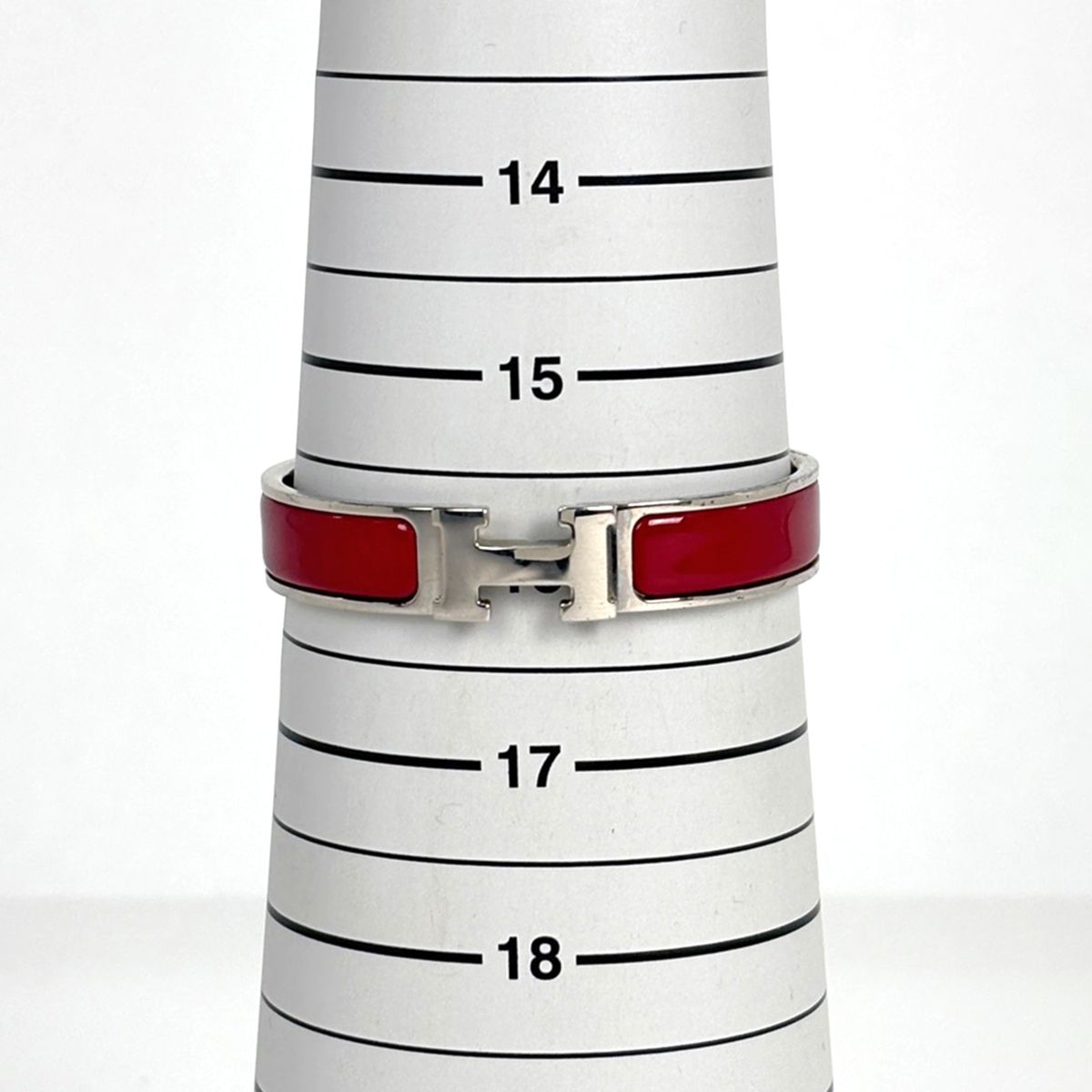 Hermes Clic Clac PM Silver Plated Red Bracelet — view 5