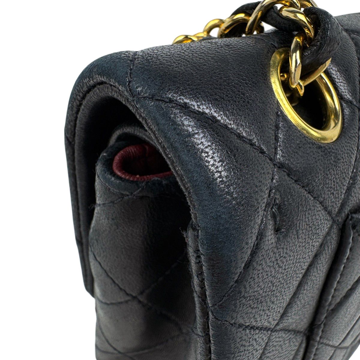 Chanel Quilted Double Flap Chain Shoulder Bag CC Logo Leather Black — view 9