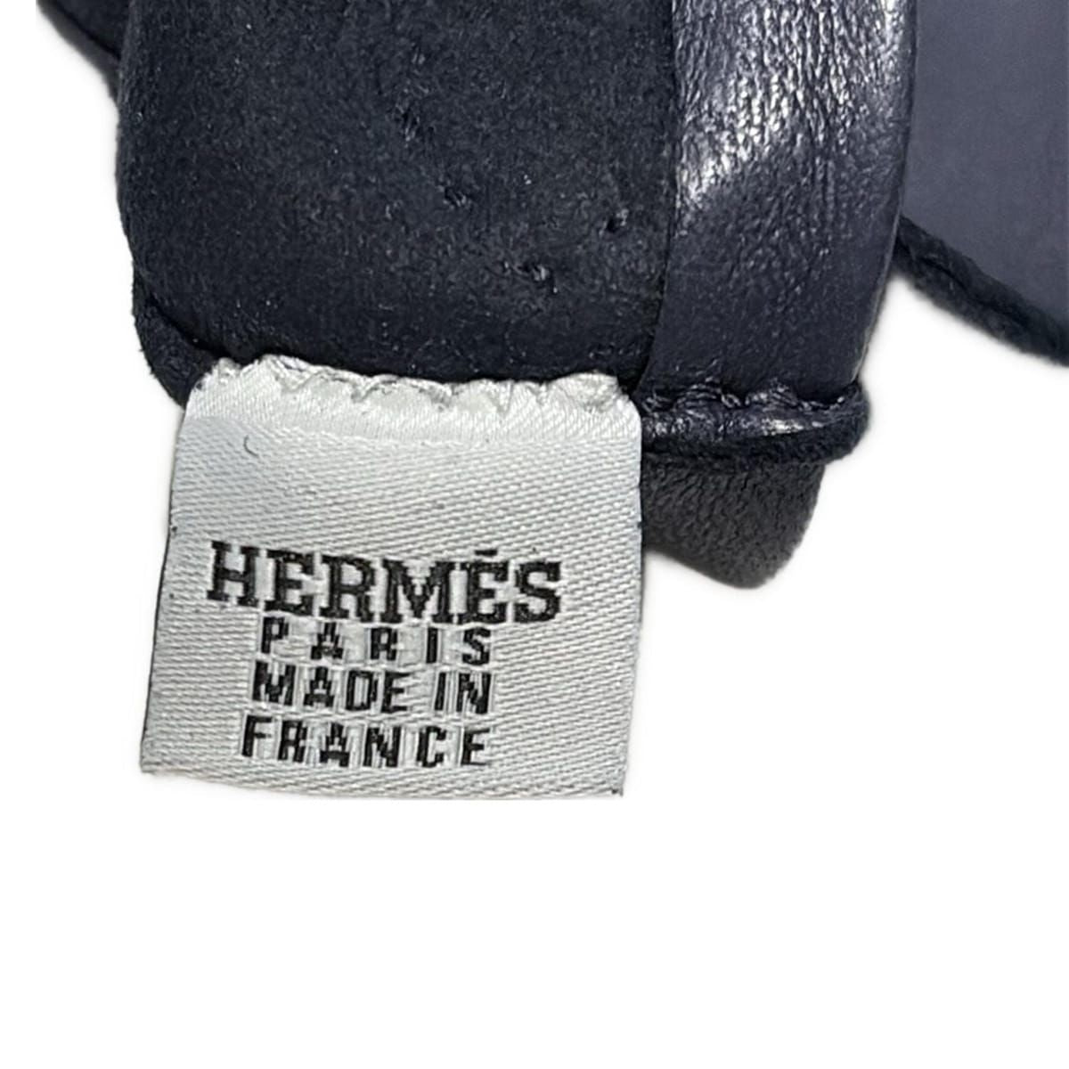 Hermes Gloves Dark Navy Silver Kelly Leather — view 4