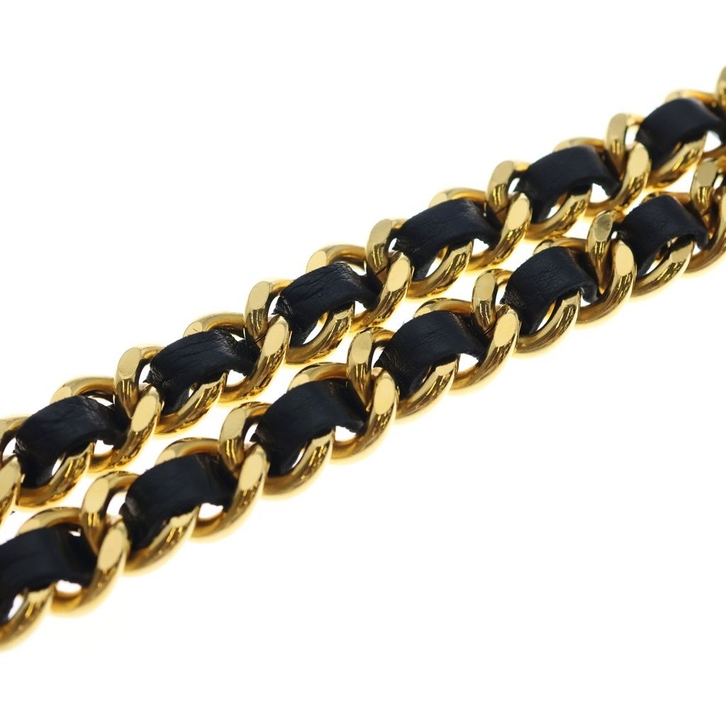 Chanel Cambon CC Logo Plate Leather Chain Belt Gold — view 6