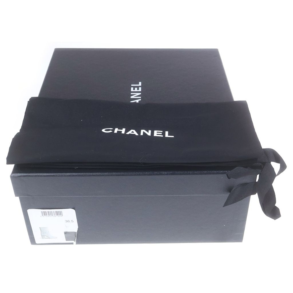 Chanel CC Logo Leather Heels Short Boots Shoes Black — view 6