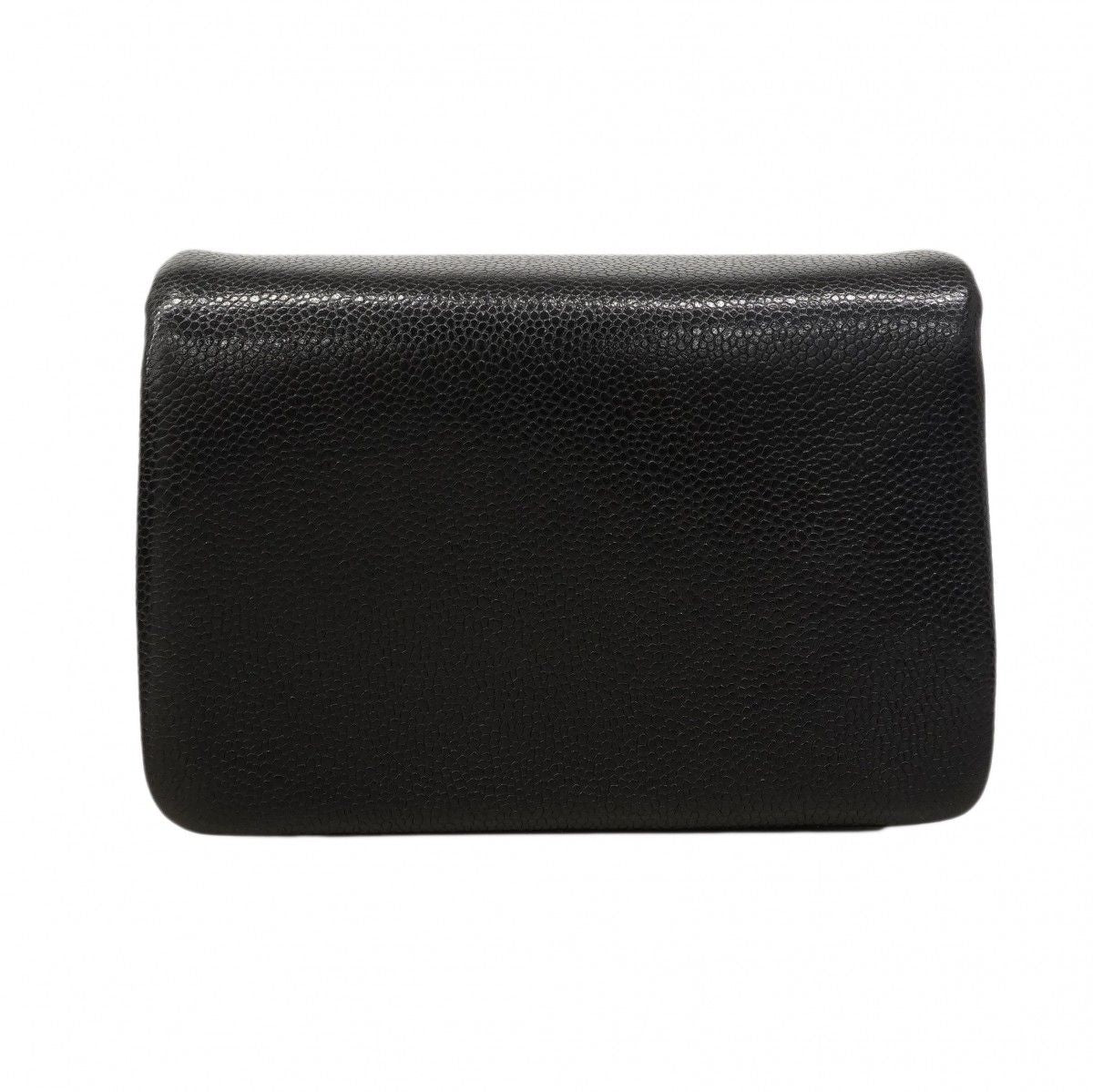 Chanel Shoulder Bag Caviar Leather Black Gold — view 7