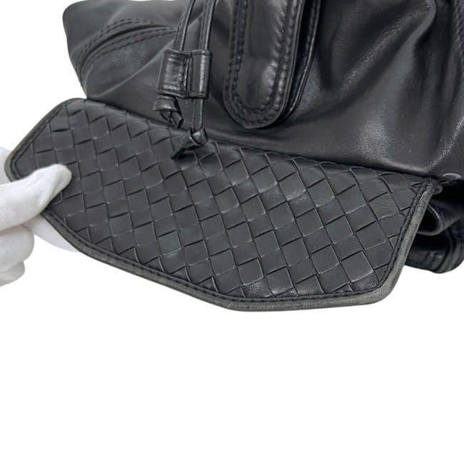 Bottega Veneta Backpack Black Intrecciato Leather — view 9