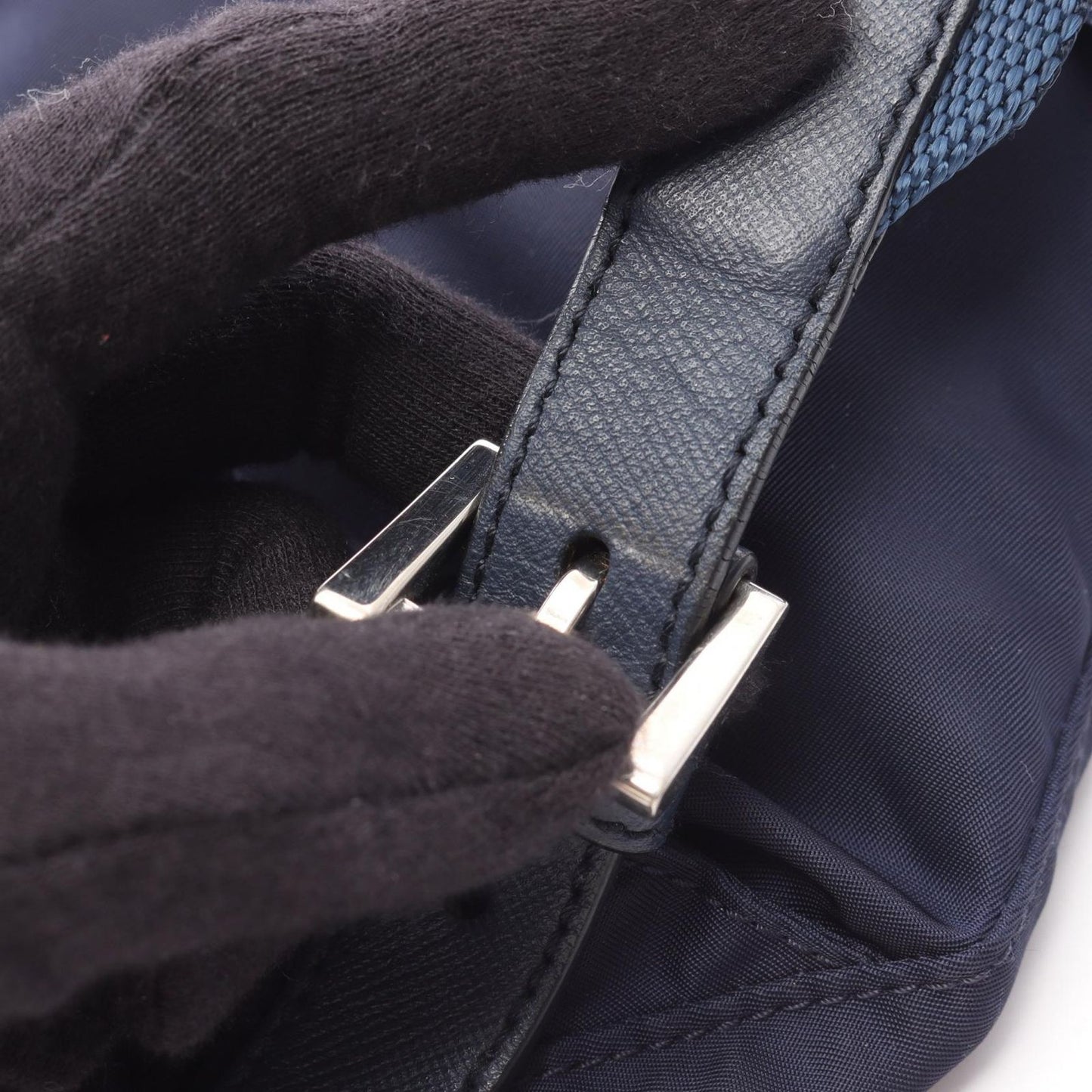 Prada Backpack Navy Nylon Saffiano Leather Triangle Logo — view 9