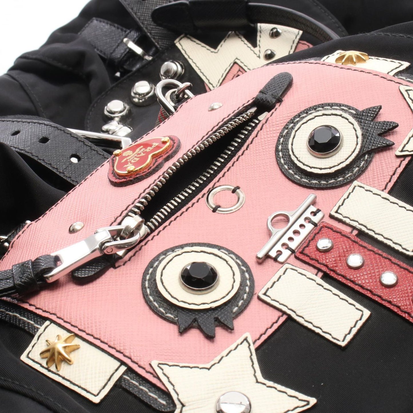 Prada Backpack Tessuto Robot Noir Pink Nylon Leather — view 9